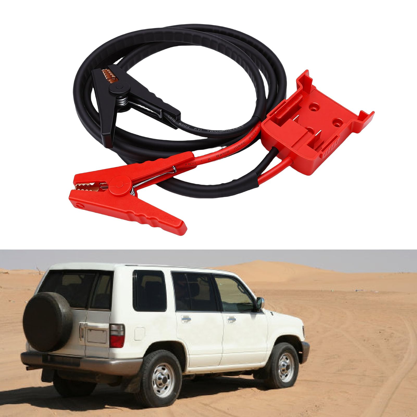 Akozon Cable de Arranque de Puente, Cable de Refuerzo Resistente de 8 AWG con Abrazaderas de Alta Resistencia y Resistencia Al Calor de 392 F para Baterías M18 de 18 V, Automóviles (5.9FT)