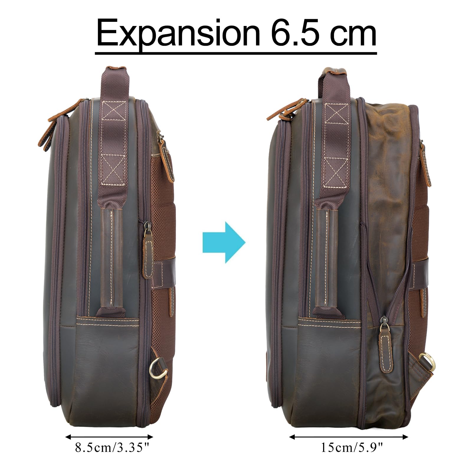 TIDING Zaino per computer portatile da uomo, in vera pelle grande zaino da viaggio antifurto valigetta per computer da 15,6 pollici per viaggi di lavoro