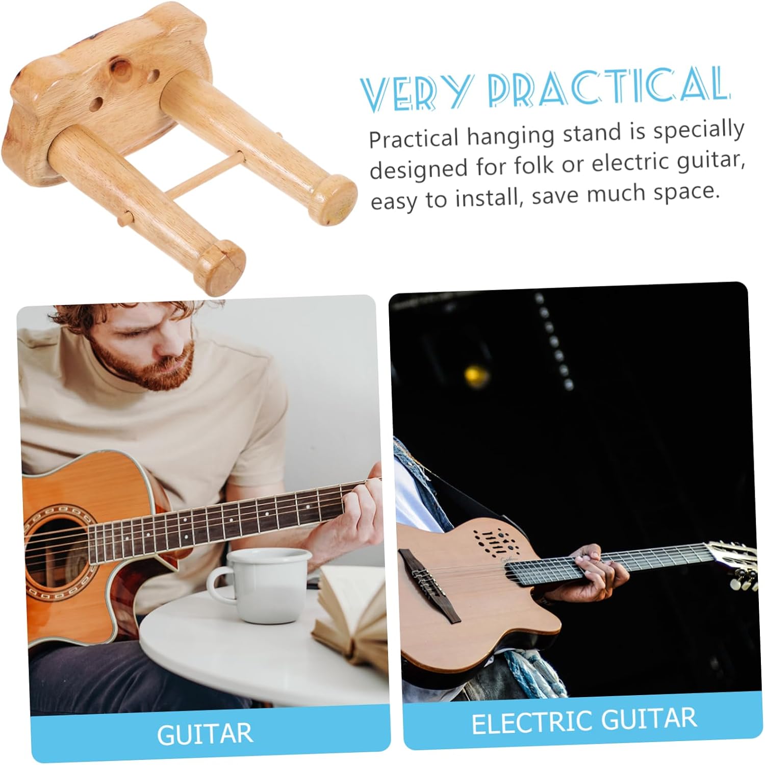 Abaodam 1 Set Guitar Hook Guitar Stand Hooks Wall Guitar Holder Wooden Guitar Holder Guitar Storage Rack Guitar Hanger Guitar Wall Holder Electric Guitar Hook up Wall Mount Bracket image 4
