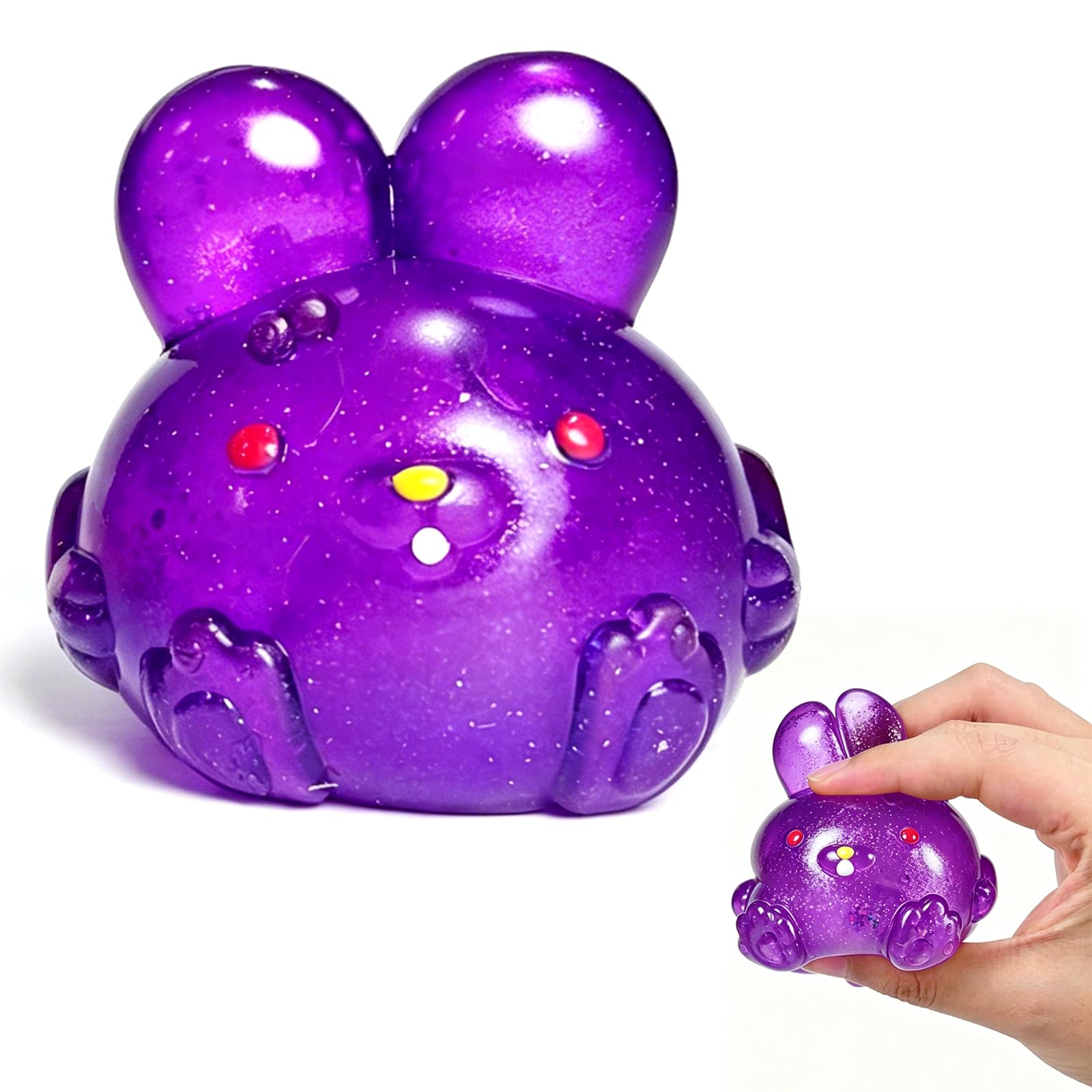 Bunny Fidgets Toys, rabbit Bunny Stress Balls, Soft Slow Rising Balls Anxiety Relief Fidget Toys, 6.5*6*7CM-Suitable for adults and people aged 14+and above (Purple)