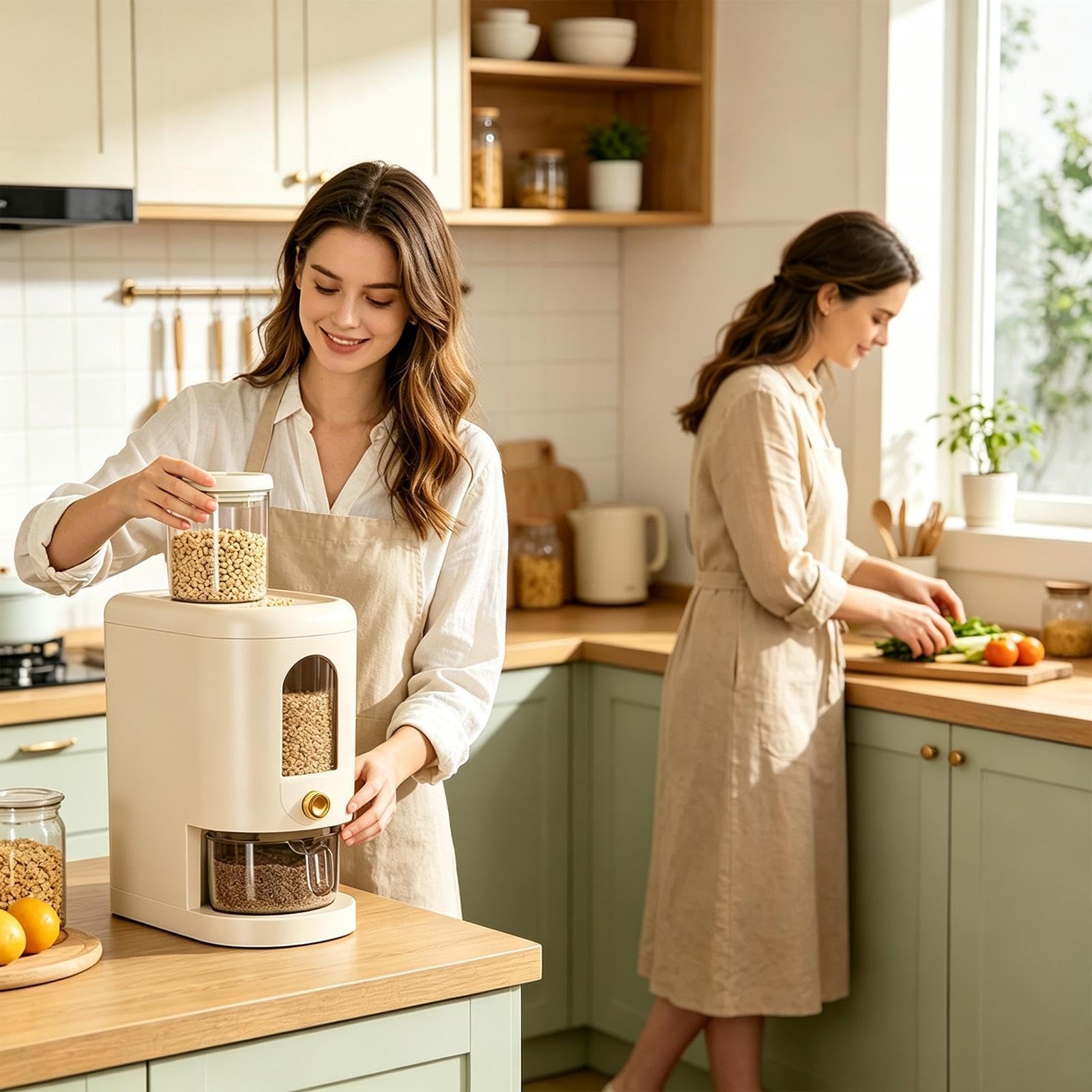 Dispenser Per La Conservazione Del Riso Sigillato 5 Kg Con Coperchio E