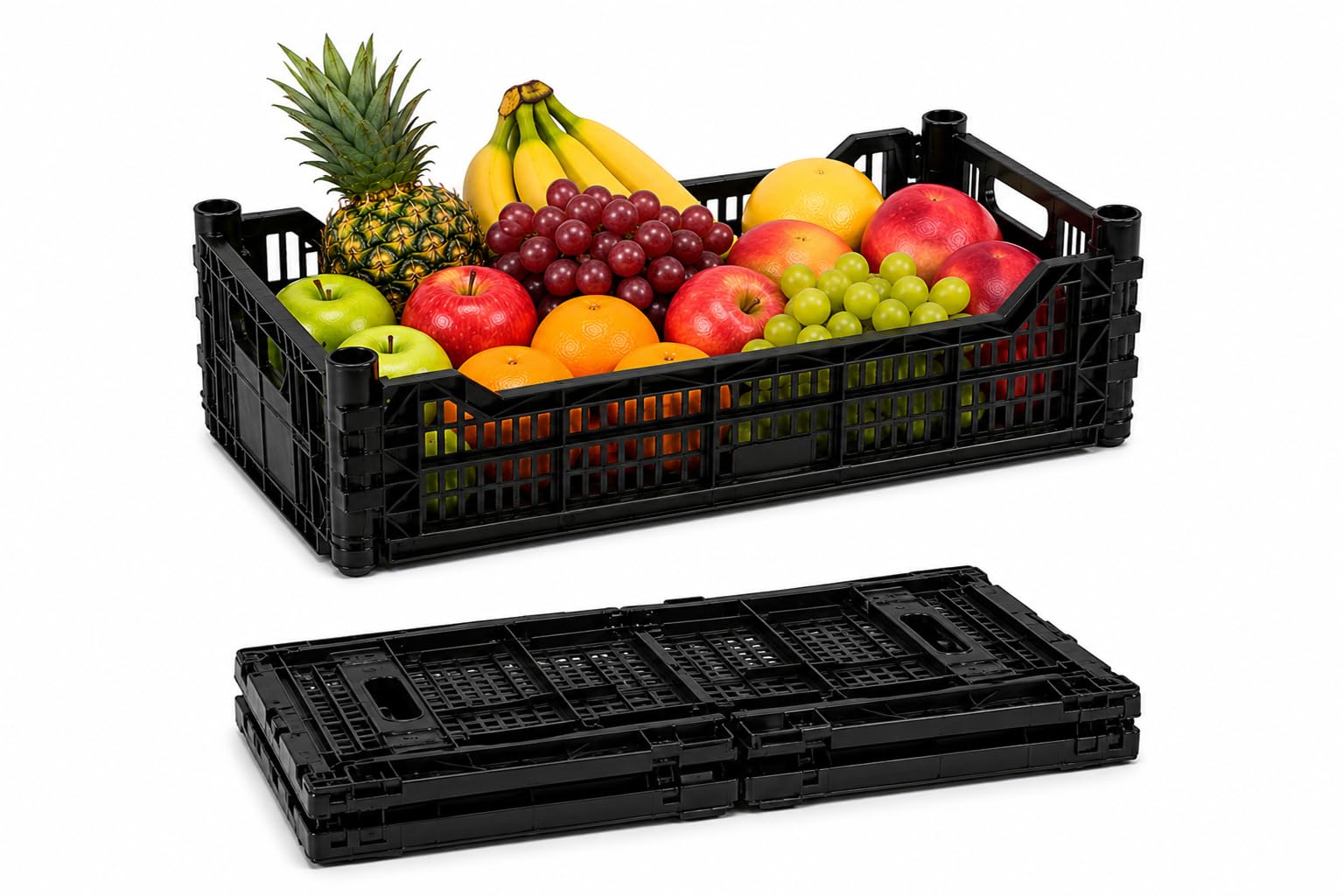 Caixa Organizadora Dobrável Empilhável Multiuso | Caixa Multiuso para Frutas, Legumes,