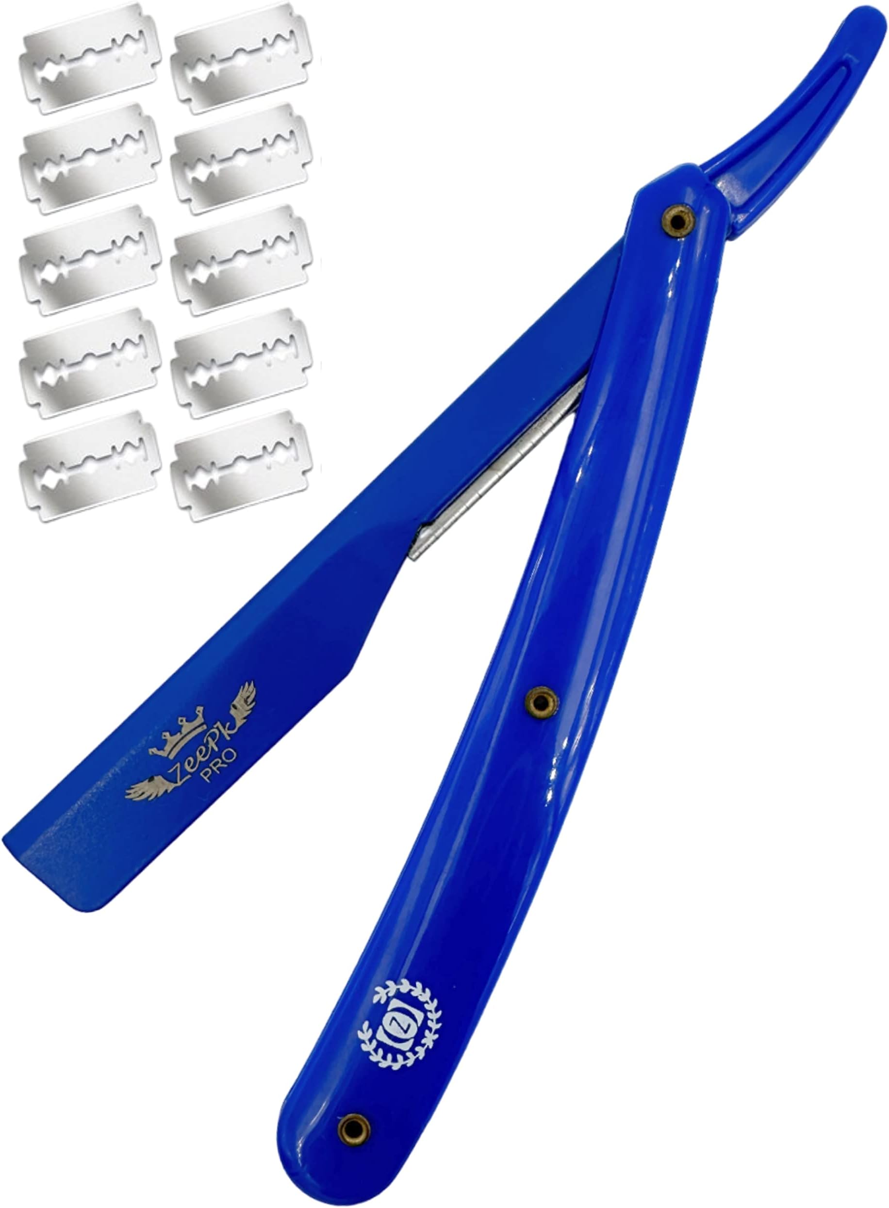 Barbero Cuchilla Barber Razor Navaja Straight Clean Shave Free Blades Salon Shaving Classic Stainless Steel (Blue Razor Holder)