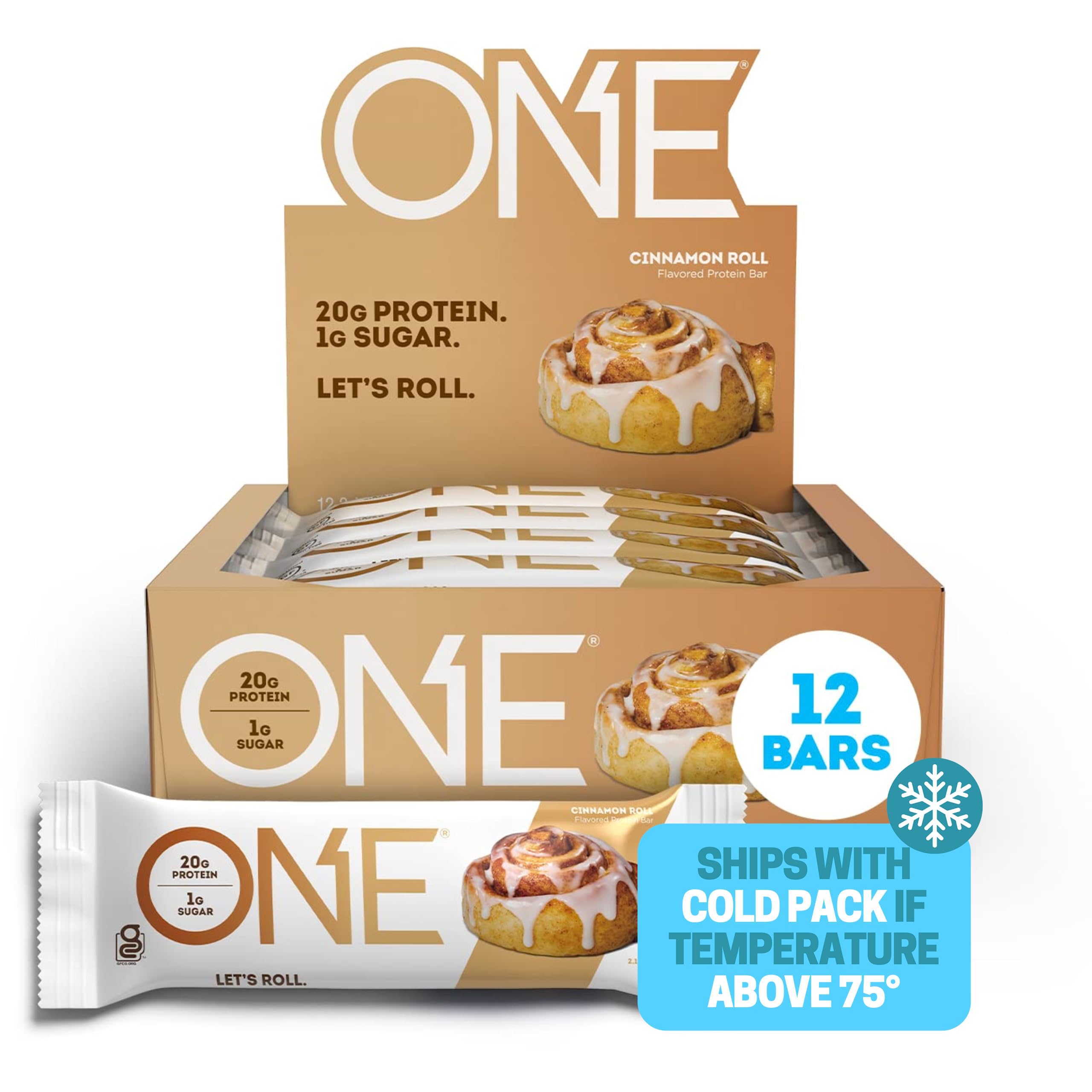 ONE Protein Bars - Cinnamon Roll - 36 High Protein, Gluten-Free Bars - 20g Protein and 1g Sugar - 3 Boxes - 12 Bars each - 2.12 OZ
