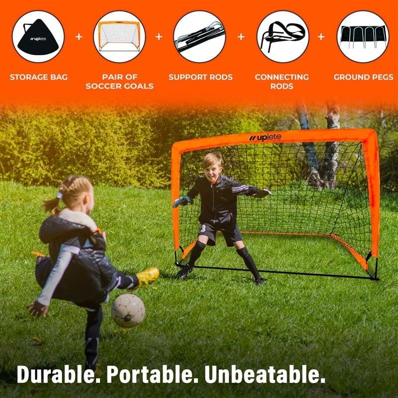 Portable Soccer Goals – Set of 2 & with Accessories | Durable, Easy-to-Set-Up Kids Soccer Nets for Backyard & Outdoor Play | Ideal Gift for Young Soccer Players