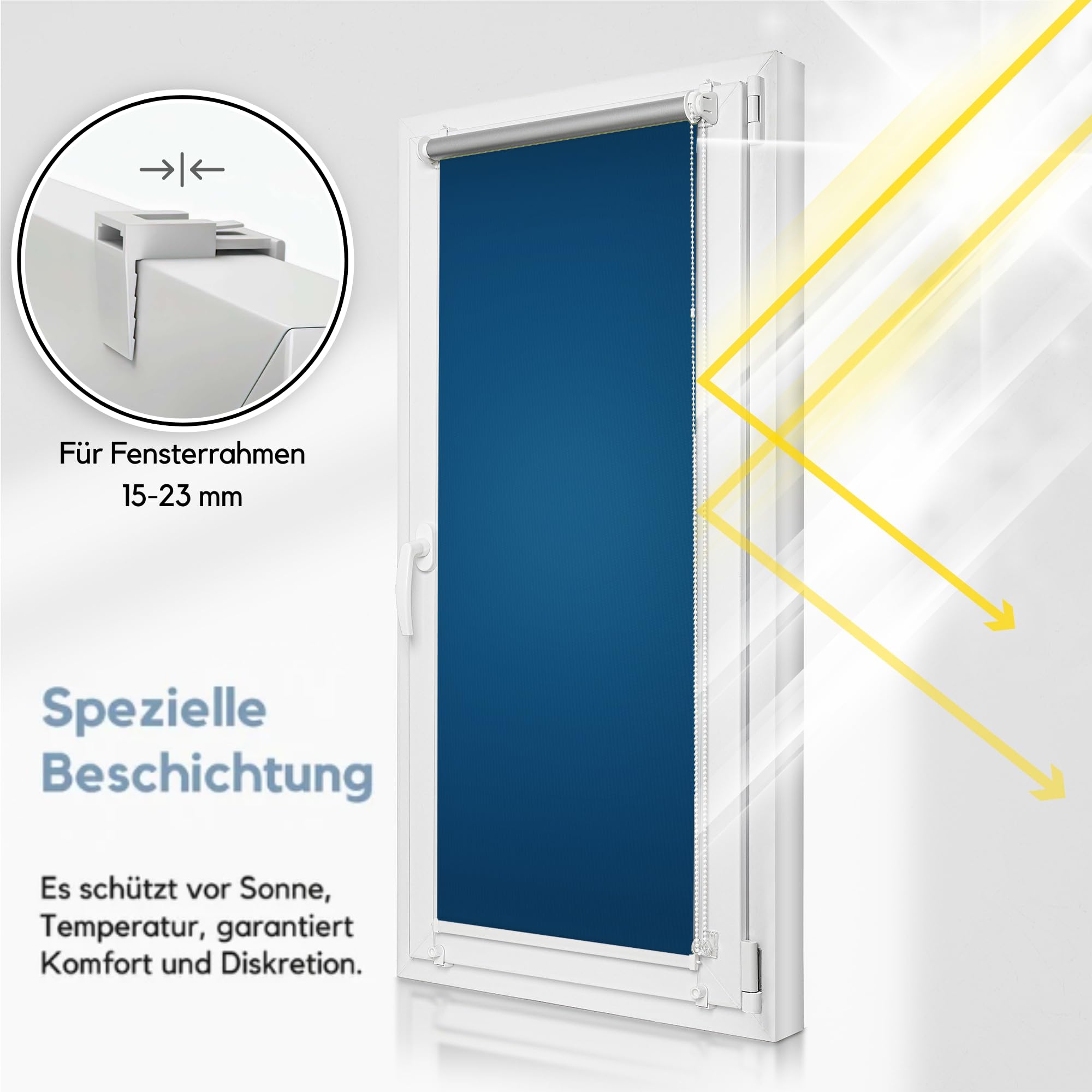 Zero Home - Store Thermique à Enroulement sans Percage, Réflexion Maximale de Lumière, Economie d'énergie, Fabriqué dans L'ue, Occultant 90x220 cm Blau