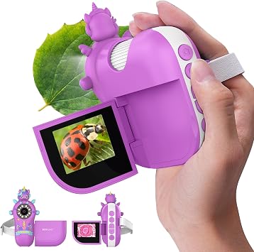 Digital Microscope for Kids Handheld Miniscope - 4K 2.0" Screen Rechargeable 1000X Mini Pocket Portable Magnifying Glass Edu Learning Science Toy Gift with Slides Kit 4-12 Children Students Violet