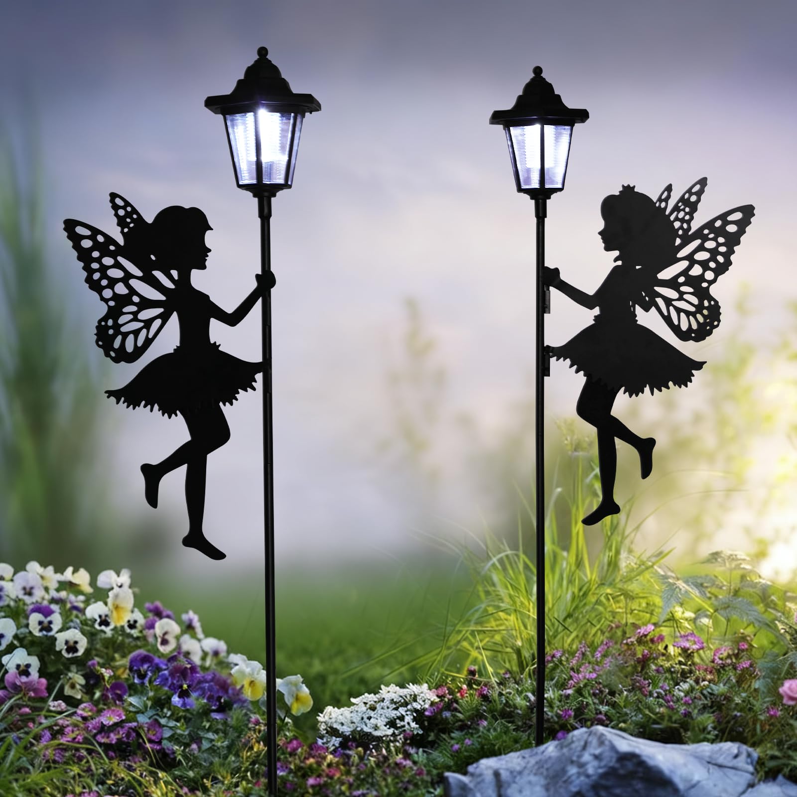 ZKLiLi Fairy Solar Garden Light Outdoor Garden Fairy Decor Waterproof Large Hanging Lantern Decorations for Patio Yard Porch