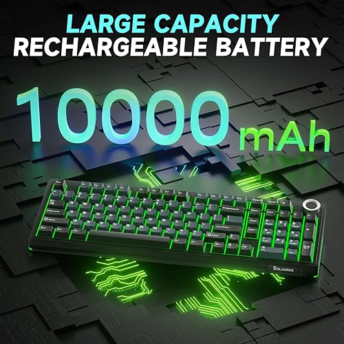 Miniatura 7 de SOLAKAKA KI99 Pro - Teclado mecánico inalámbrico con interruptor silencioso, interruptores preiluminados intercambiables en caliente, teclado Negro,