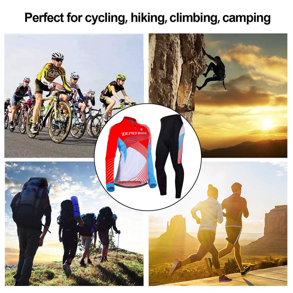 Donne Manica Manica Lunga Jersey Abbigliamento Set, Ciclismo Jersey Camicia Gel Imbottito Pantaloni Ciclismo Equitazione Bike Sportswear