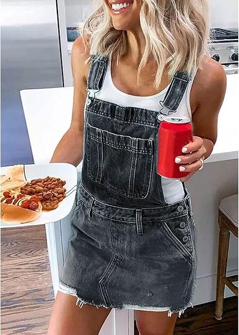 Falda Pantalon Mujer Peto Vaquero Corto Para Mujer Mono Sin