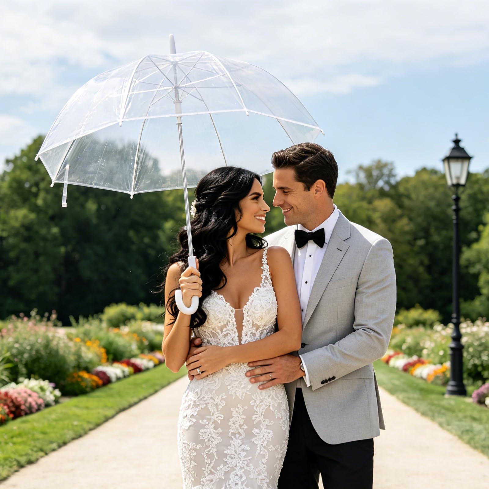 Draupnir 12 Stück transparente Hochzeitsschirme, Großpackung 129 cm, großer transparenter Regenschirm für Regen, Hochzeitsgeschenke für Gäste, Brautgeschenke, Regenschirme, Geschenke, Großpackung