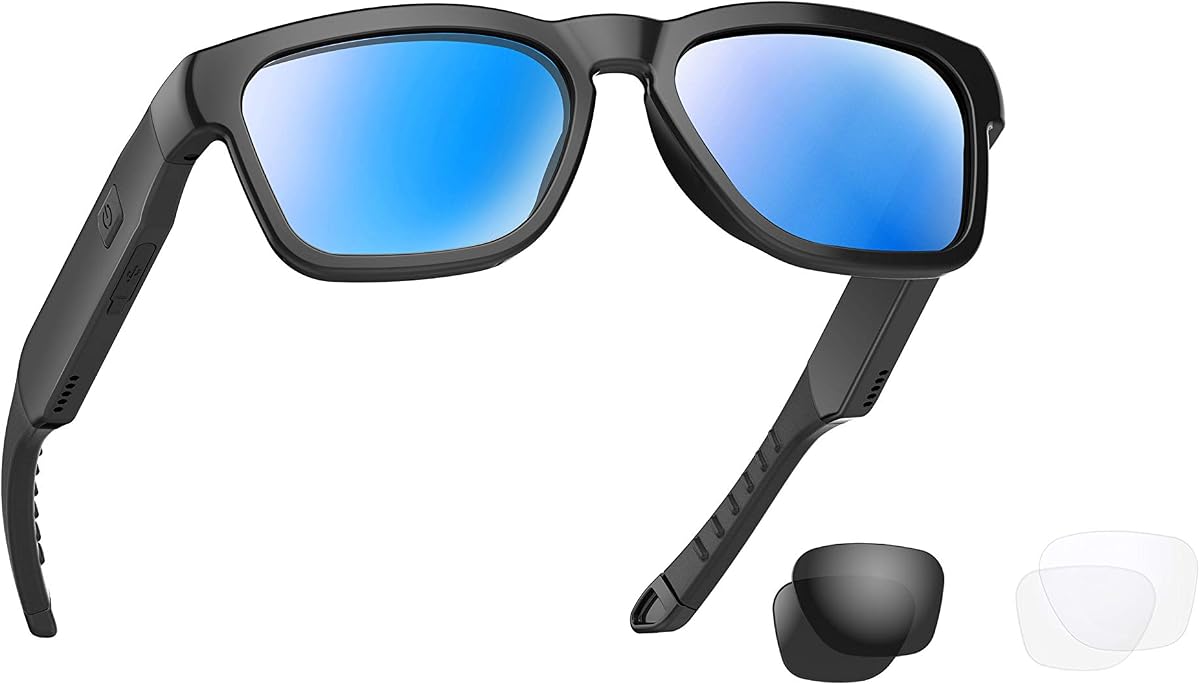 OhO Gafas de sol con audio Bluetooth, gafas deportivas livianas, tiempo de reproducción de 10 horas, UV400 ANSI Z87.1, resistentes al agua con control por voz