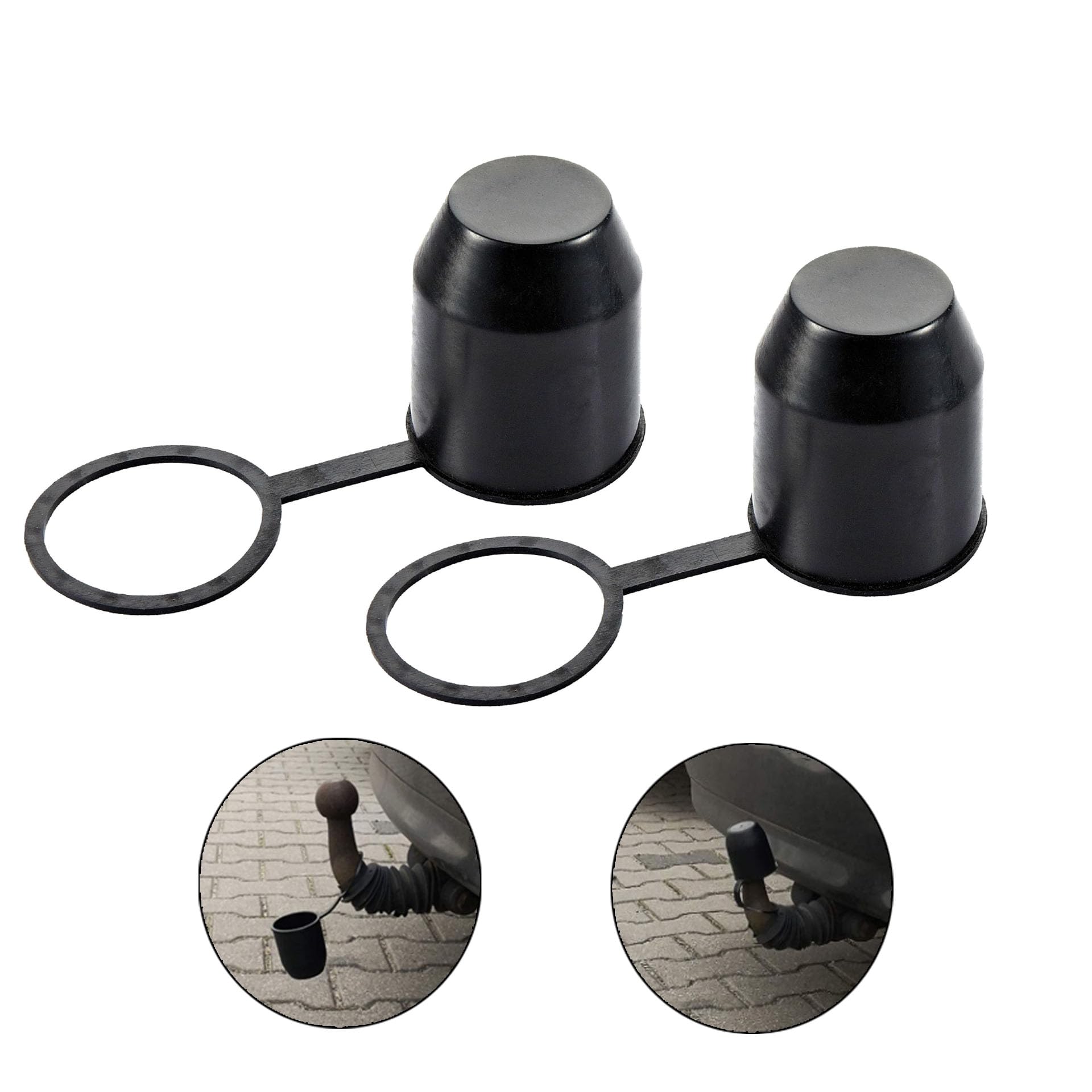 ANBOO 2 Stück Abdeckung Anhängerkupplung,Anhängerkupplung Kappe,Anhängerkupplung Abdeckung,Anhängerkupplung Staubdicht Und Wasserdicht,Kugelkopf Abdeckung,Für Auto,Wohnmobil,Anhänger(Schwarz)