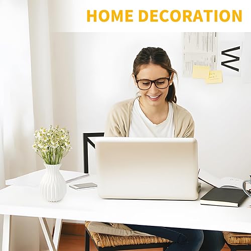 Miniatura 3 de 2 paquetes de flores artificiales pequeñas de margaritas artificiales de seda sintética para decoración de jarrón del hogar y jardín (blanco)