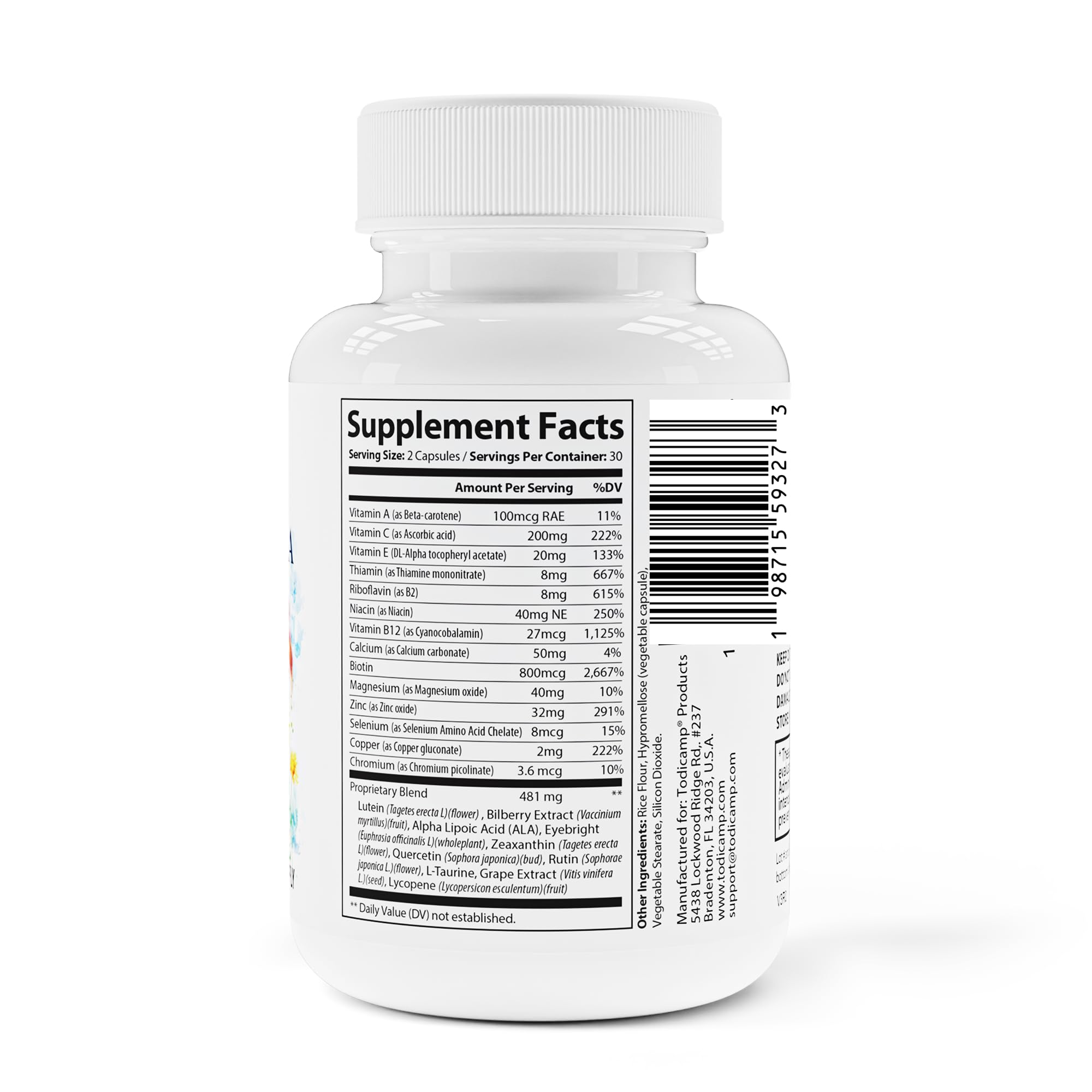 Macular Support Eye Care Supplements Bilberry Lutein Zeaxanthin Lycopene — Amazon image 2