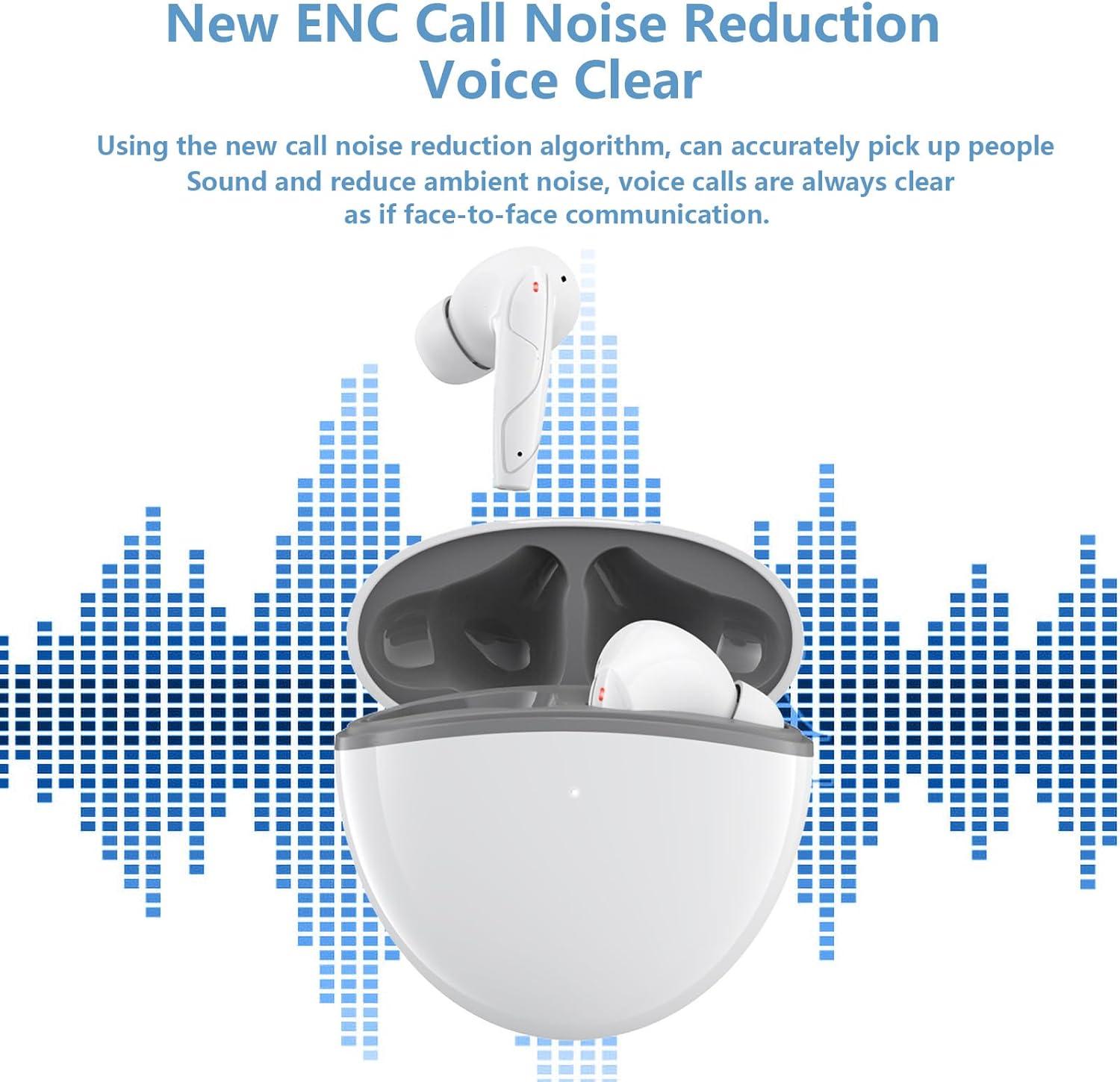 True Wireless Active Noise Canceling Earbuds With Microphone TWS Wireless Earphones Bluetooth Noise Cancelling Earbuds Headphones For Working Out Blue Tooth Ear Buds Earphones for iPhone Android