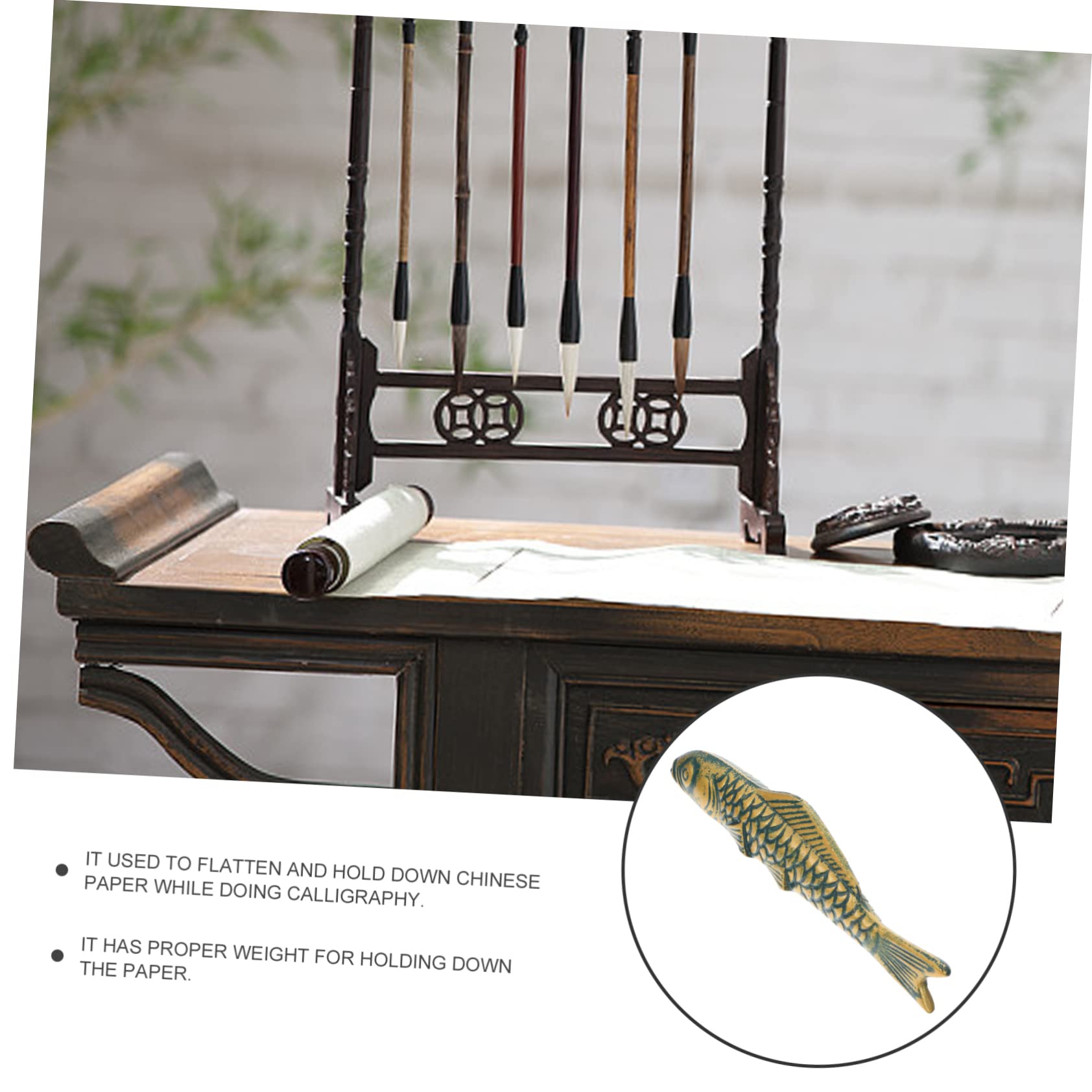 Peso Per Calligrafia Forma Di Carpa Ghisa Fermacarte Decorativo Per Pittura e Scrittura Accessorio Per Ufficio e Casa Facile Da Pulire e Manutenere Design Elegante