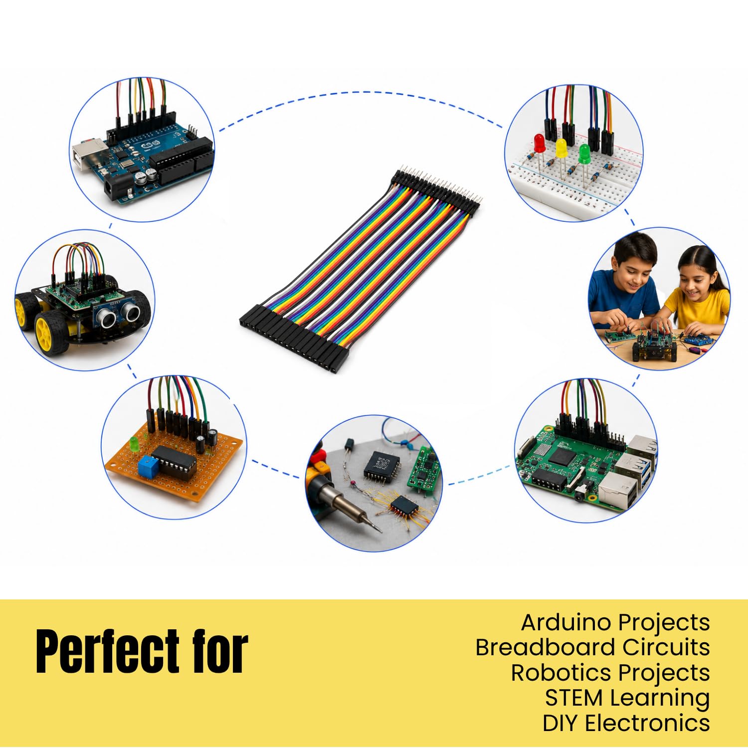 Vibhuti Crafts Male to Female Jumper Wires Set - Pack of 80 | 20cm Breadboard Jumper Wires for Arduino, Raspberry Pi, ESP32 & Electronics Projects | Flexible Dupont Connecting Wires for DIY Robotics 4