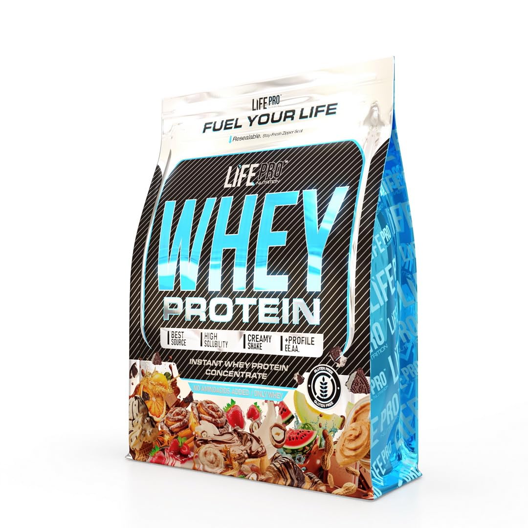 Life Pro Whey 1Kg | Alimento Deportivo, 78% Proteína Concentrado de Suero, Protege Tejidos, Anticatabolismo, Crecimiento Muscular y Facilita la Recuperación (1 kg, BAG VANILLA ICE CREAM) - 1