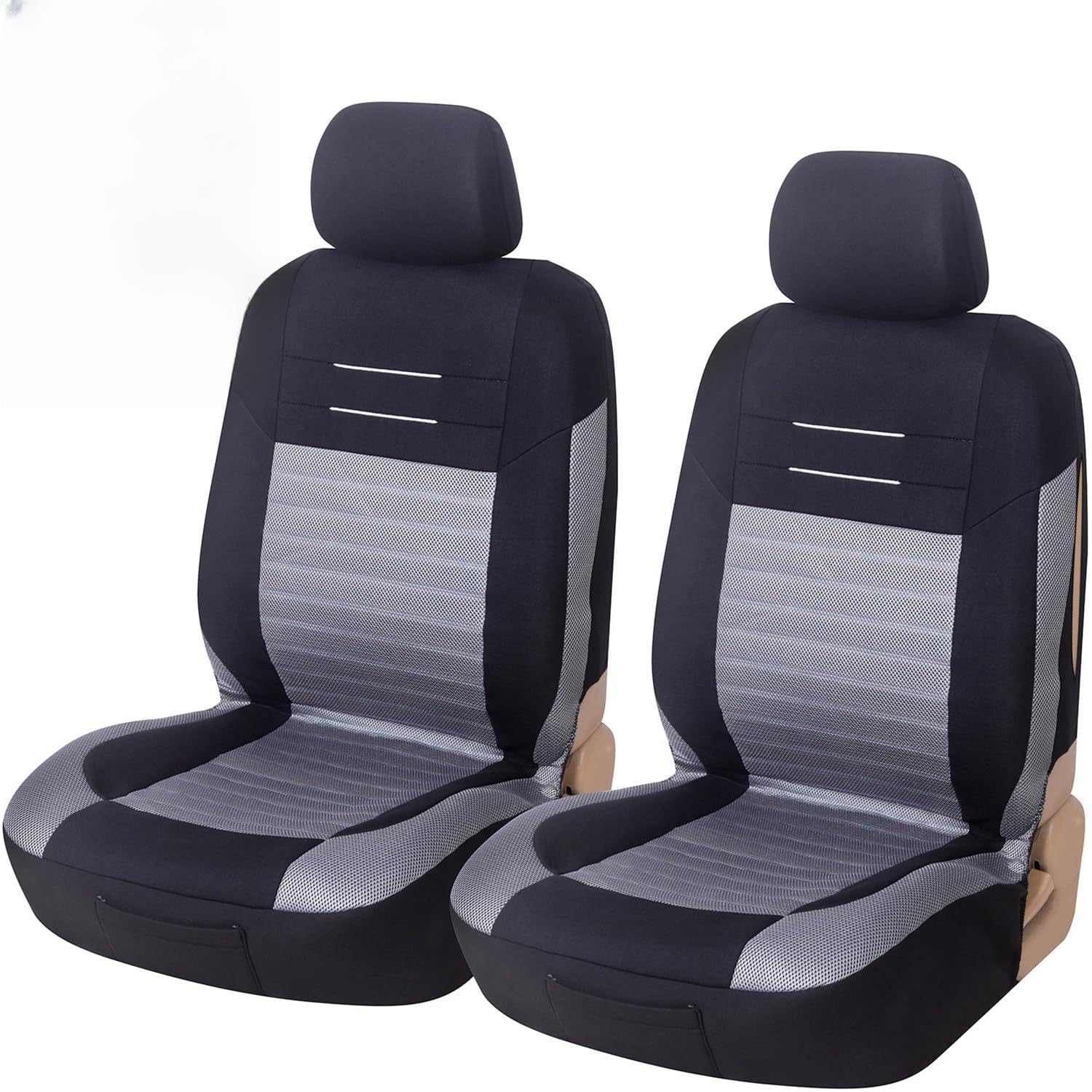 Upgrade4cars Autositzbezüge Vordersitze Grau Schwarz | Autositzbezug Set Universal | Autoschonbezüge für Fahrersitz & Beifahrer