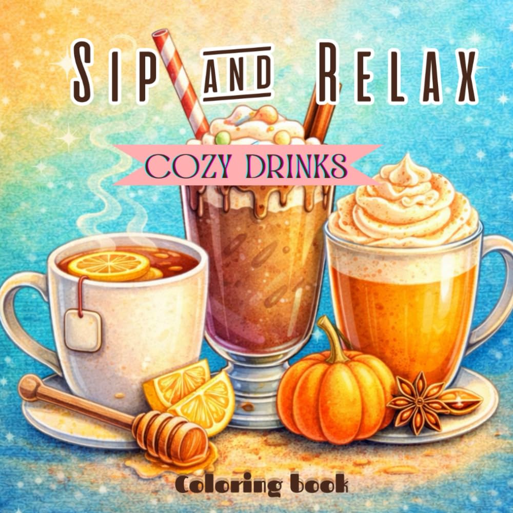 Sip and Relax: Cozy Drinks Coloring Book