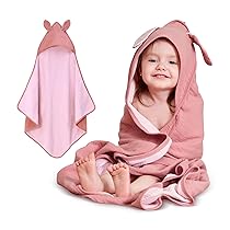 Miracle Baby Asciugamano con Cappuccio per Neonato 100% Cotone Asciugamano da Bagno per Bambini Morbido e Assorbente Asciugamani Bagnetto con Orecchie Carine per Ragazzi Ragazze (Rosa, 85 * 85cm)