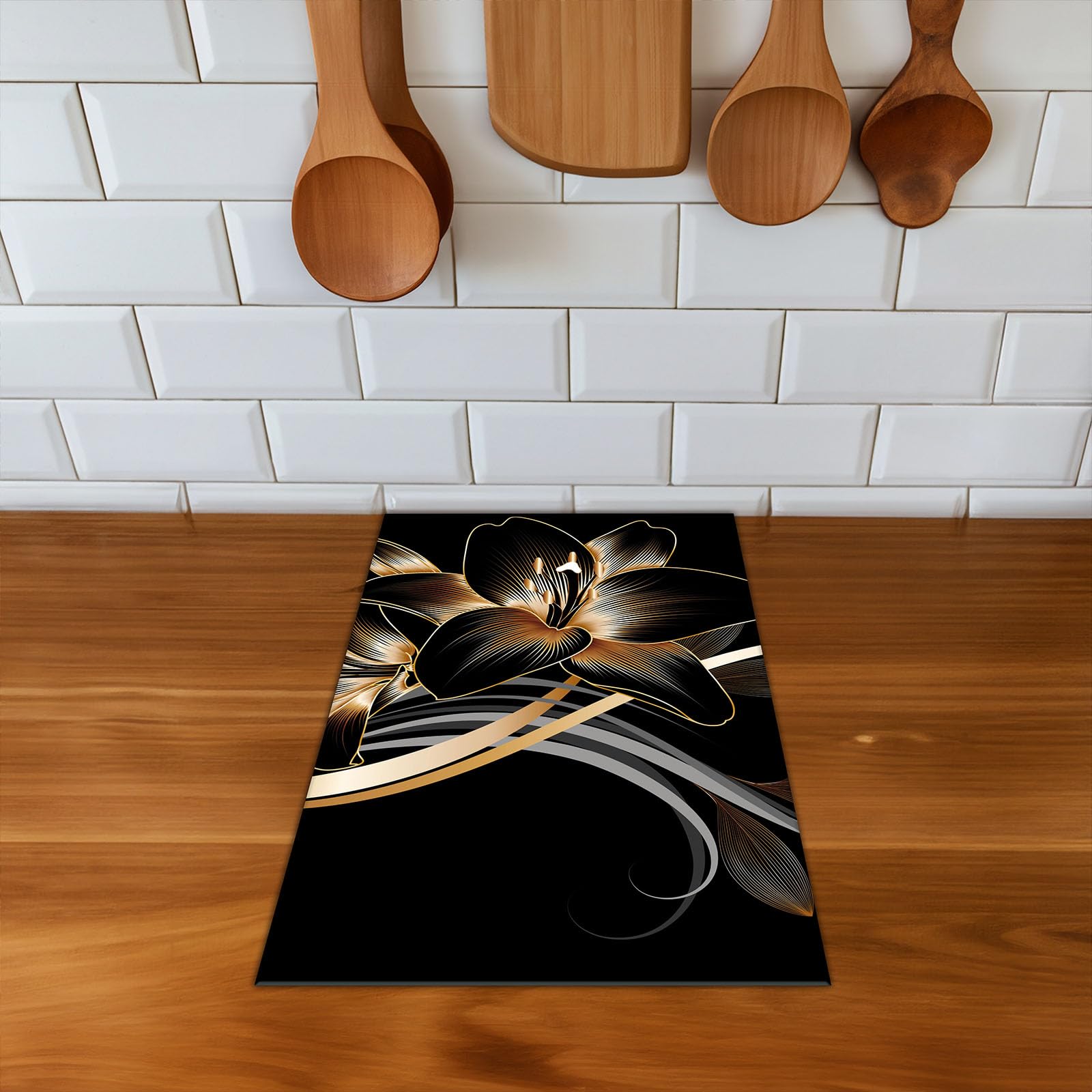 Copertura Tappetino Piano Induzione 30x52 cm Cucina Coprifornelli Protezione per Piano Induzione - nero - orchidea