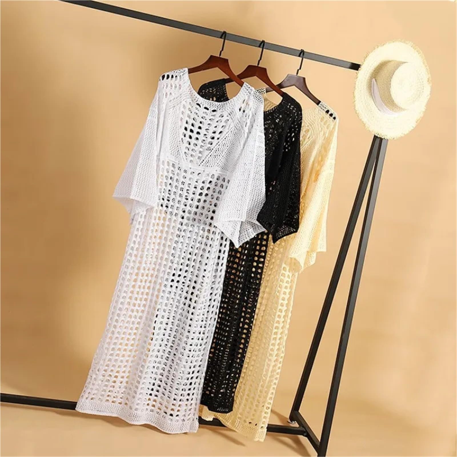 Abito da Spiaggia Vestito da Spiaggia Anti-Sole Estivo for Le Donne Copricostume da Bikini Vestito da Spiaggia con Maniche a Lanterna for Bikini da Donna