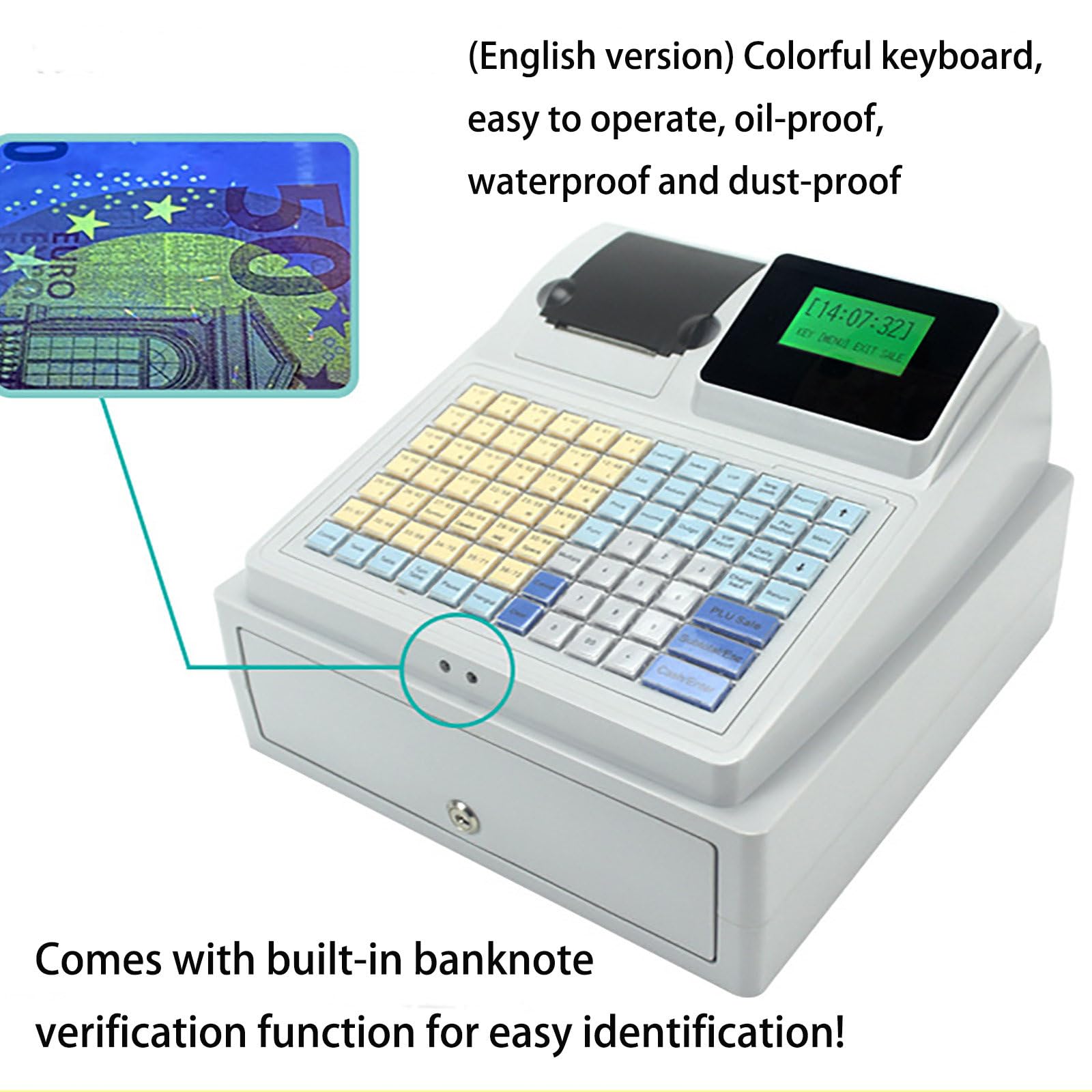 Caja registradora electrónica, cajón de 3 Billetes, 4 cajones de Monedas, cajón de Caja registradora, Caja registradora para pequeñas Empresas