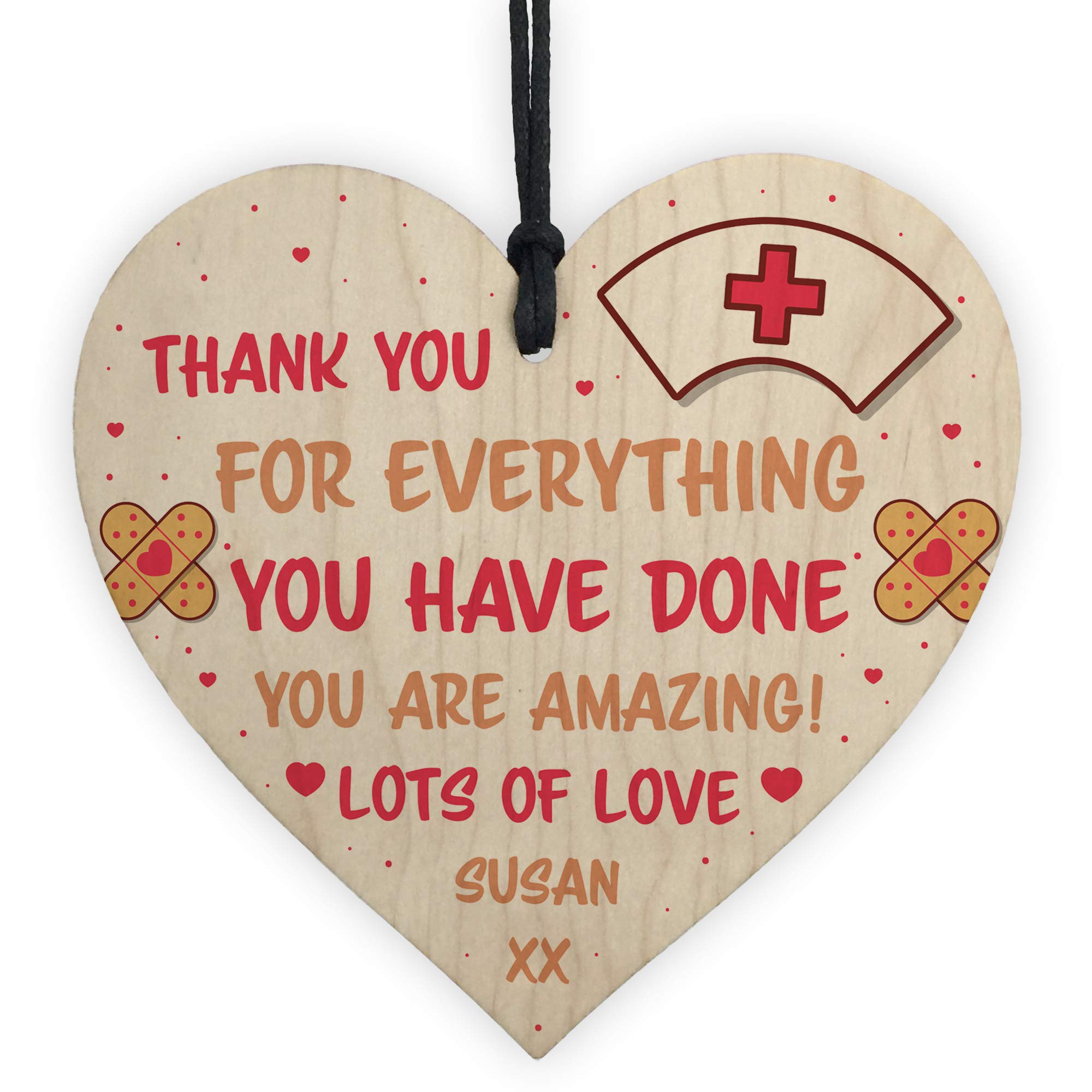 Personalised Gift For Nurse Wooden Heart Thank You Gift For Him Her Friendship Gift