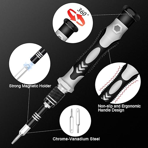 Vista 4 de Juego de destornilladores de precisión, juego de destornilladores pequeños 122 en 1 con 101 puntas magnéticas, kit de herramientas de reparación