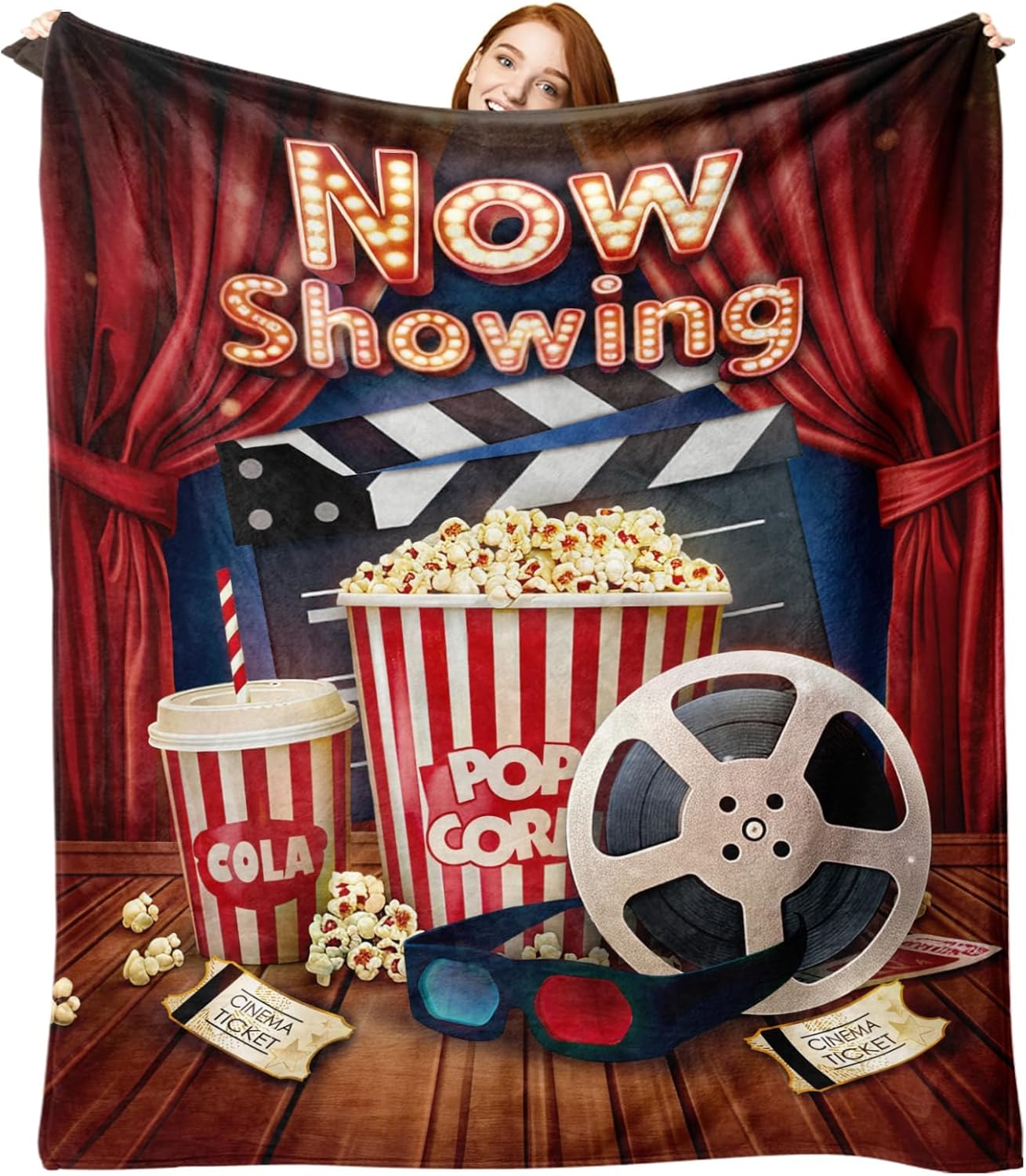 Theater Gifts Flannel Throw Blanket, Eat Sleep Musicals Repeat Present for Broadway Theatre Lover Actor, Birthday Ideas for Women Girl Boy, Soft Blankets for Bedding Sofa 60"x80"