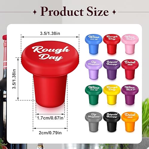 Miniatura 2 de Sintuff Tapones de silicona divertidos para botellas de vino, 12 piezas, tapones reutilizables para botellas de cerveza, bebidas, cerveza, champán,