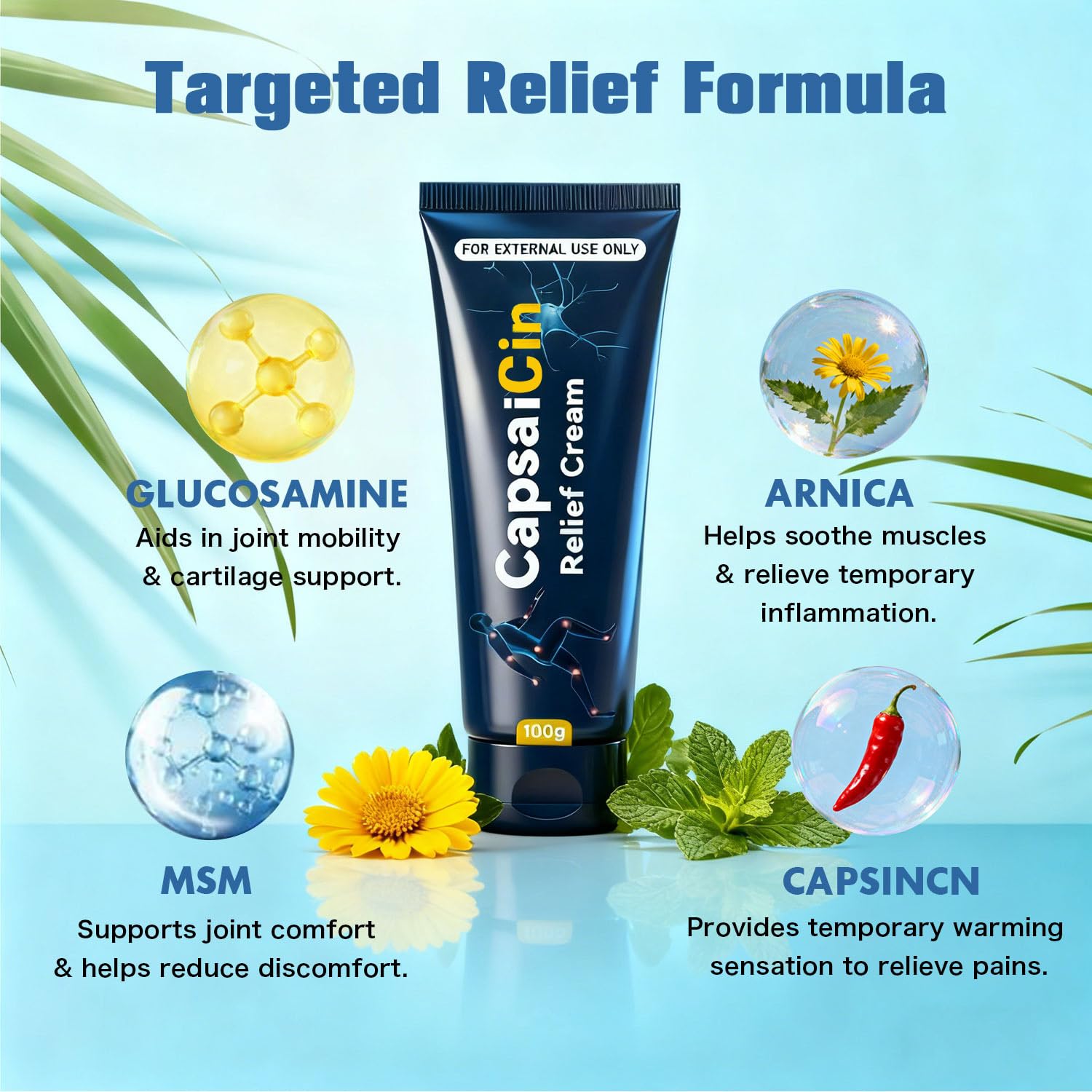 Capsa Neuropathy Relief Cream | Targeted Nerve Support with Capsaicin & Arnica | Fast-Absorbing Formula for Hands, Feet, Joints & Waist | 100g (2)