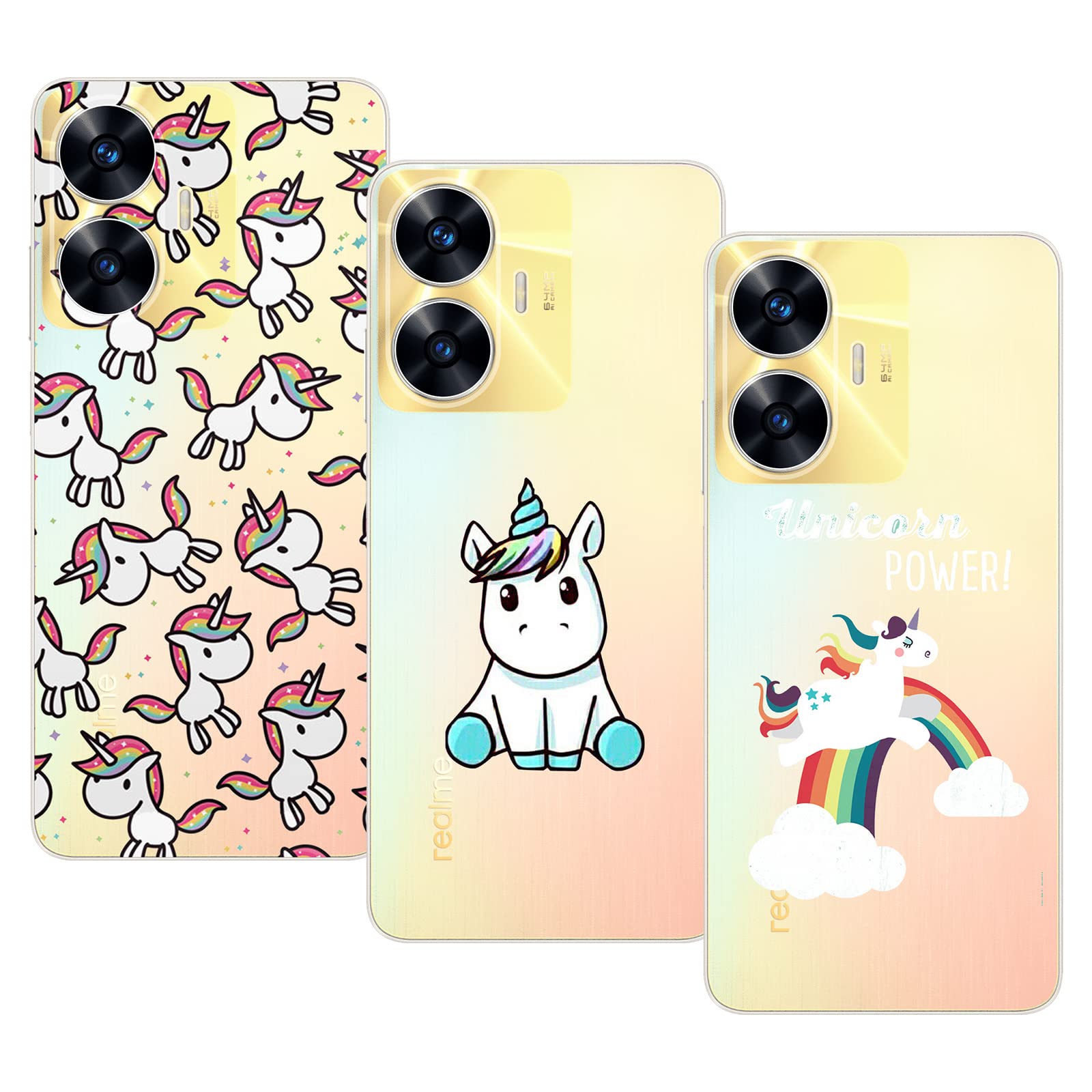 Weideworld [3 Pezzi] Cover Per Realme C55 - Custodia Morbida In TPU Trasparente, Bumper Sottile E Leggero, Protezione Anti Graffio