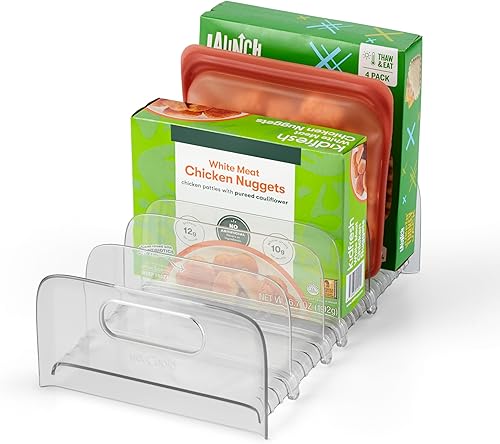 YouCopia FreezeUp - Estante para congelador de 12 pulgadas, sin BPA, con divisores ajustables y asas para caja de alimentos congelados y