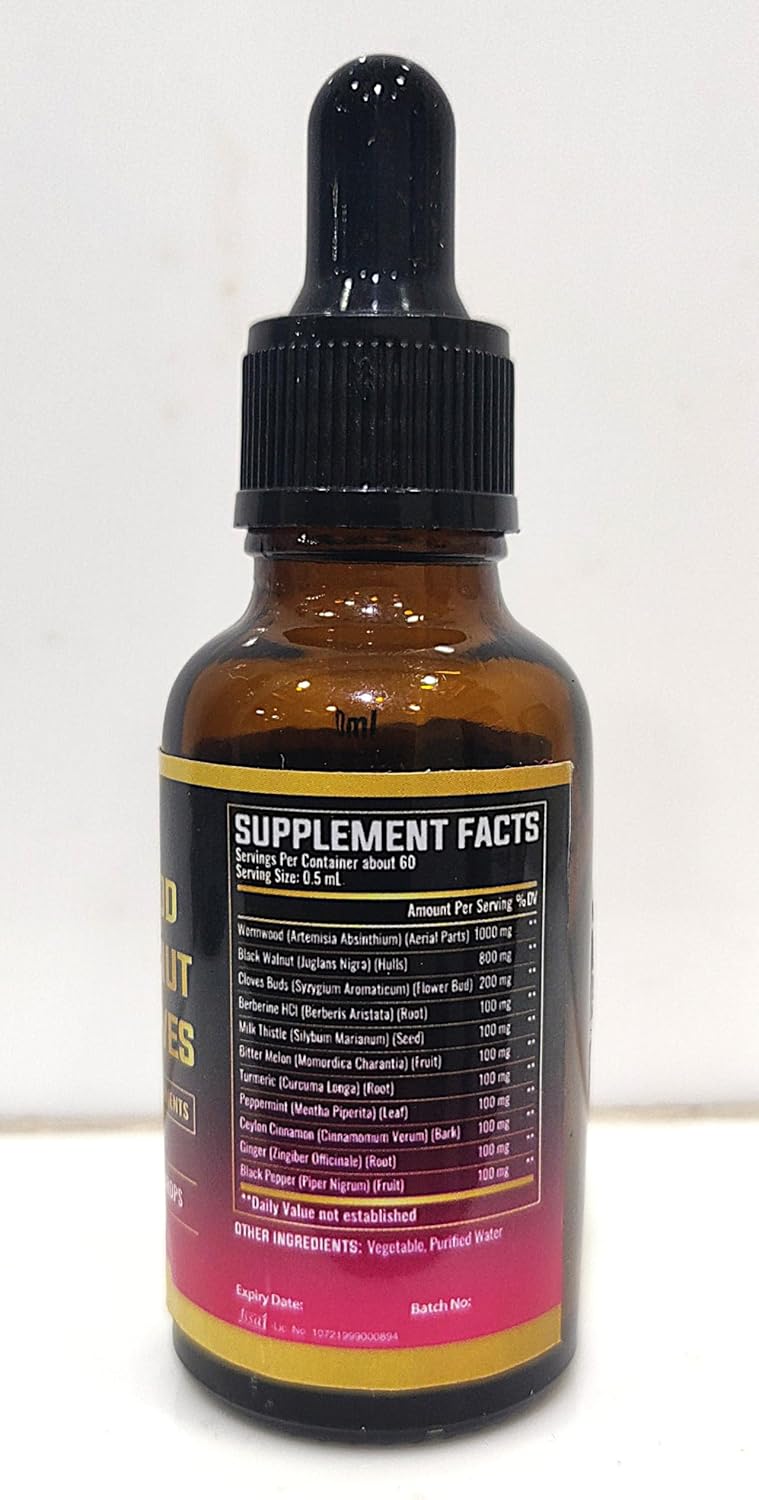 11in1 Black Walnut Wormwood Tincture Extract with Whole Cloves, Berberine and 8 More - 2 Months Supply - 1 Fl Oz - Berry Mix Flavor - Image 3