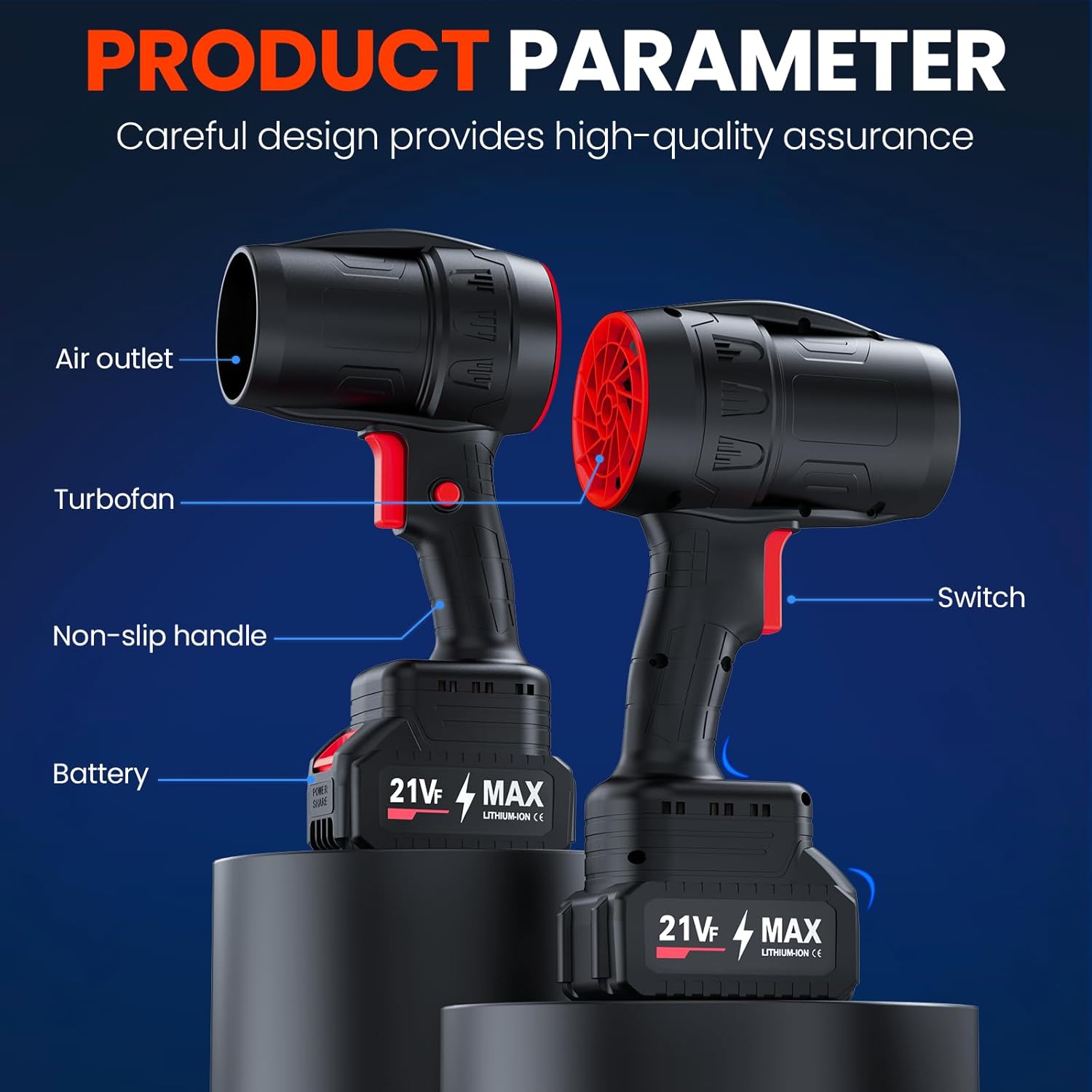 Small Handheld Cordless Leaf Blower with 2×4.0Ah Batteries & Charger – Portable Electric Rechargeable Blower, 500,000 RPM Turbo Jet High Power, Lightweight for Yard, Patio & Garage Cleaning - Image 7