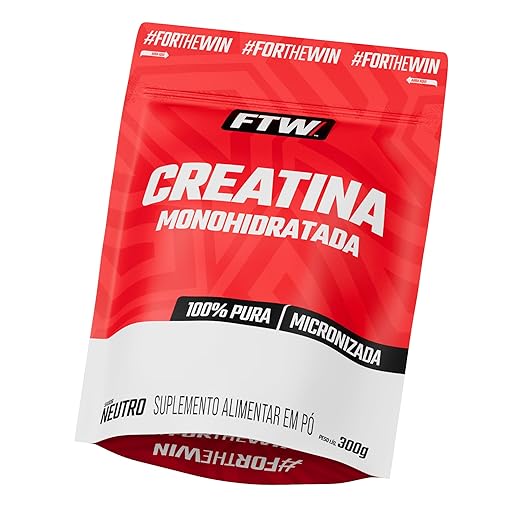 FTW Creatina Monohidratada 100% Pura - Explosão de Energia, Força e Resistência - Absorção Rápida para Ganho de Massa e Performance - Refil 300g