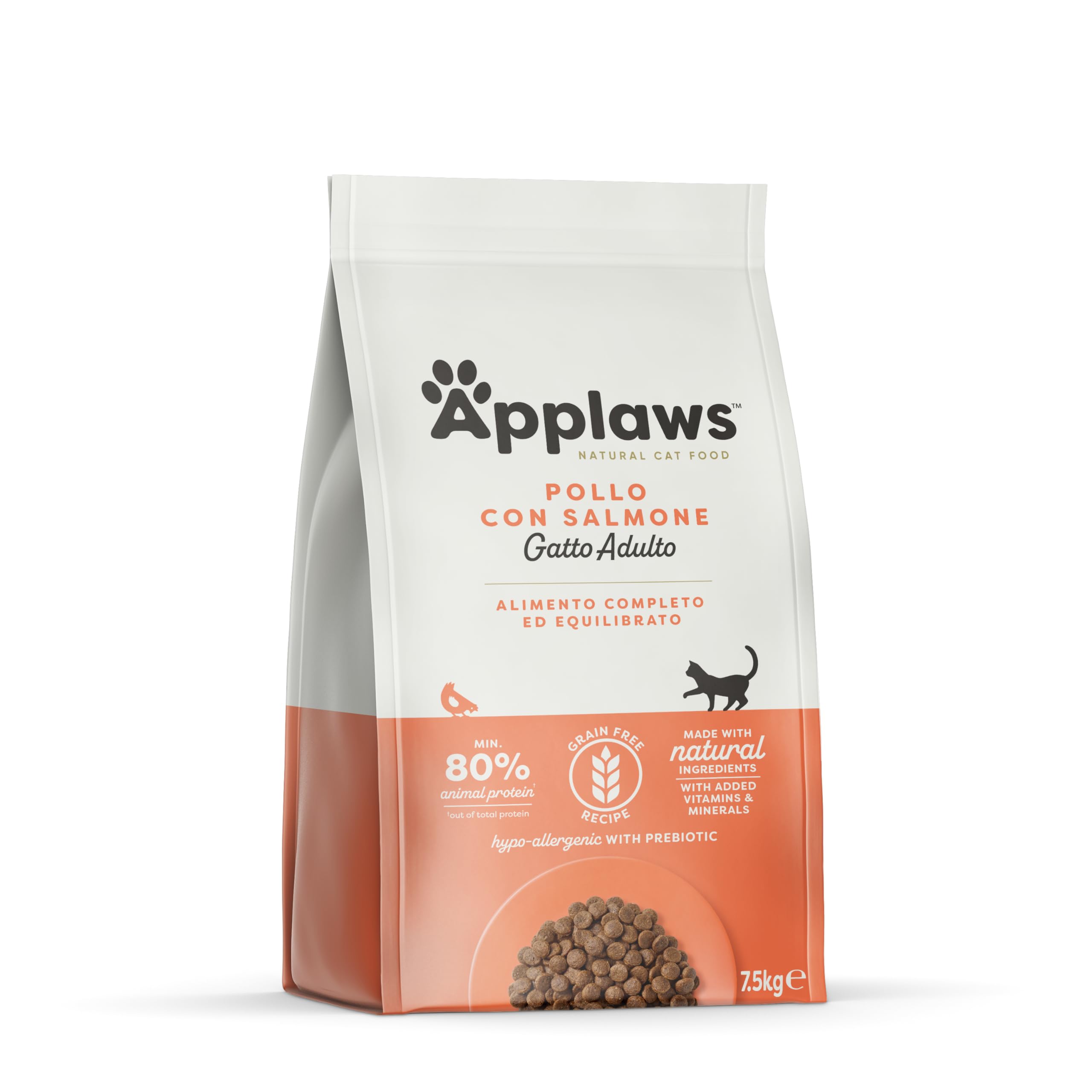 Applaws Alimento secco completo per gatti, pollo con salmone extra, per gatti adulti - sacco richiudibile da 7.5 kg