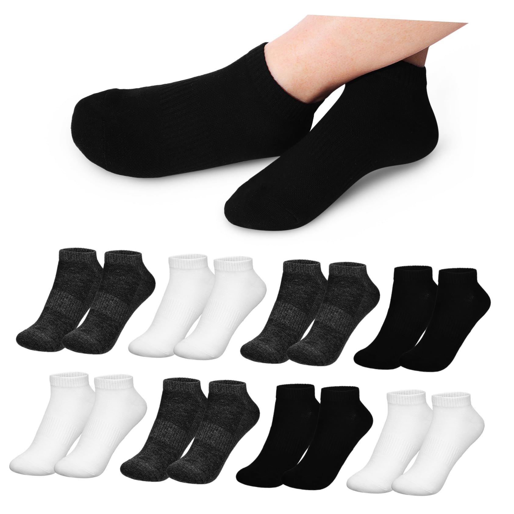 TOYANDONA 9pares Calcetines Deportivos para Correr Cortos de Algodón Transpirables para Hombre Calcetines Tobilleros Invisibles para Deportes y Correr