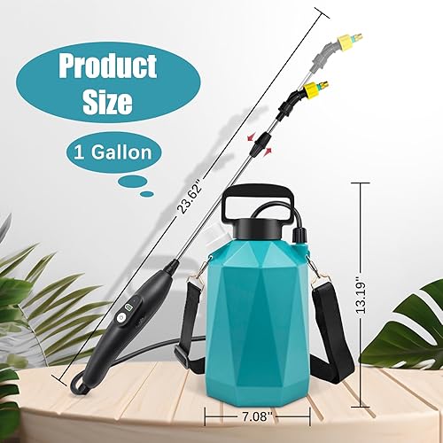 Miniatura 7 de Battery Powered Garden Sprayer, Electric Pump Sprayer 1 Gallon with 3 Nozzles, USB Rechargeable Handle, Telescopic Wand, Portable Water Sprayer with