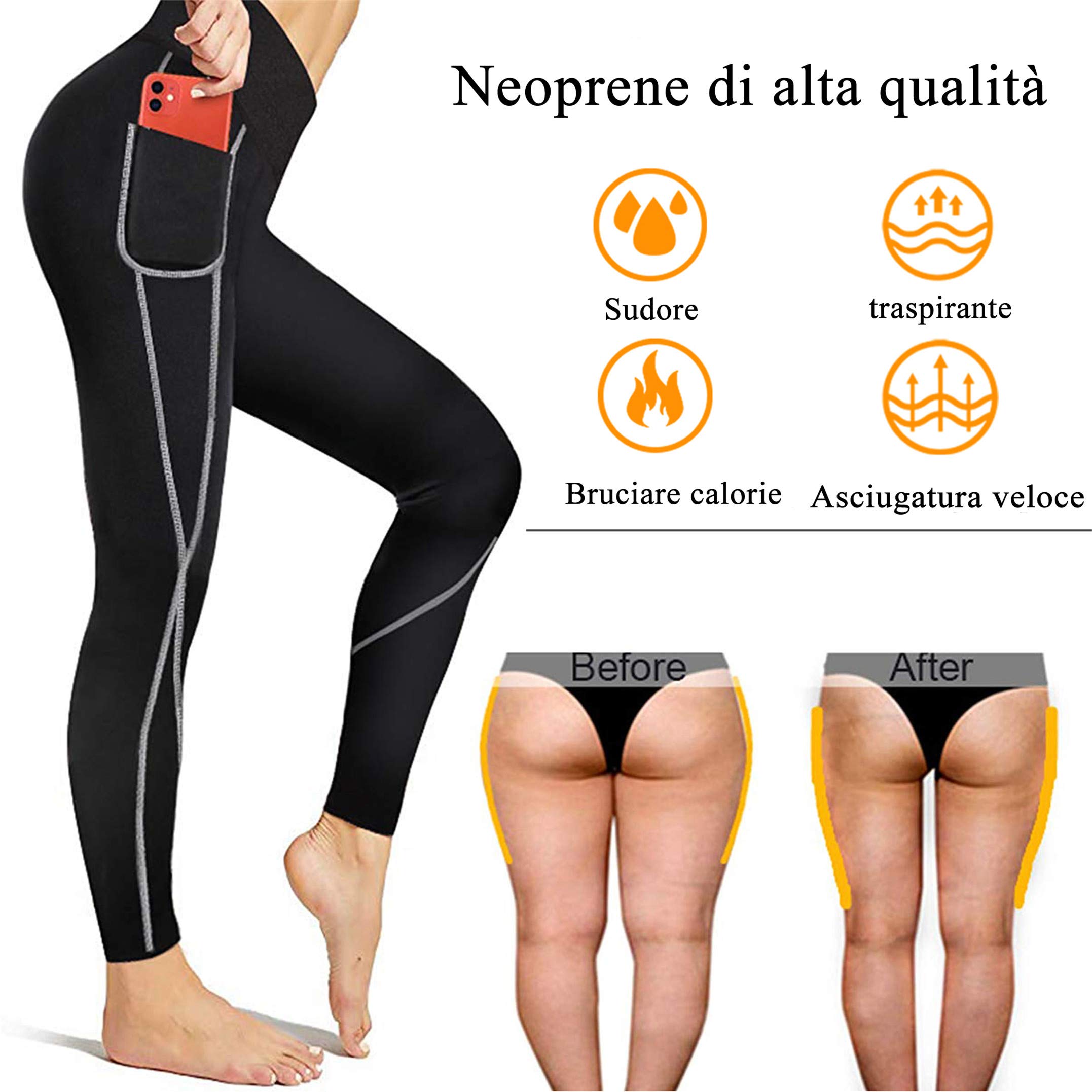 CHUMIAN Pantaloni di Perdita di Peso Pantaloni Sauna Neoprene Donna Termici Dimagrante Leggings Hot Thermo Sauna Sudore Shaper per Fitness