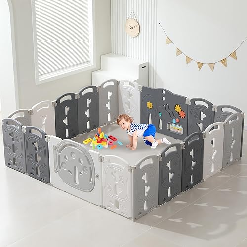 Miniatura 11 de Corralito plegable para bebés y niños pequeños, centro de actividades para niños, patio de juegos seguro, puertas de seguridad para interiores y