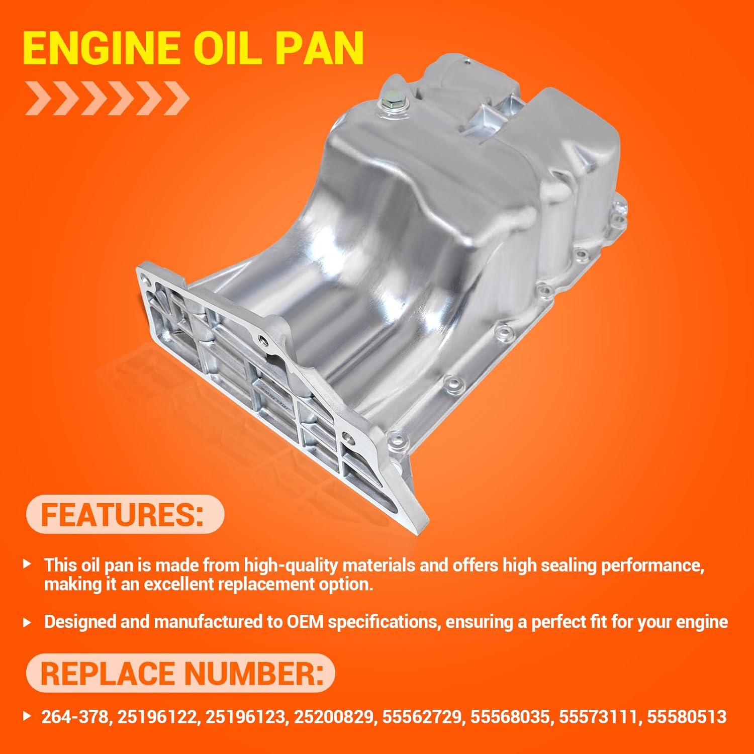 Engine Oil Pan with Drain Plug Compatible with 2011-2015 Chevrolet Cruze, 2012-2020 Sonic, 2013-2021 Trax Buick Encore 1.4L 1364cc (Engine Code: LUV) Replaces # 264-378 25196122 55573111