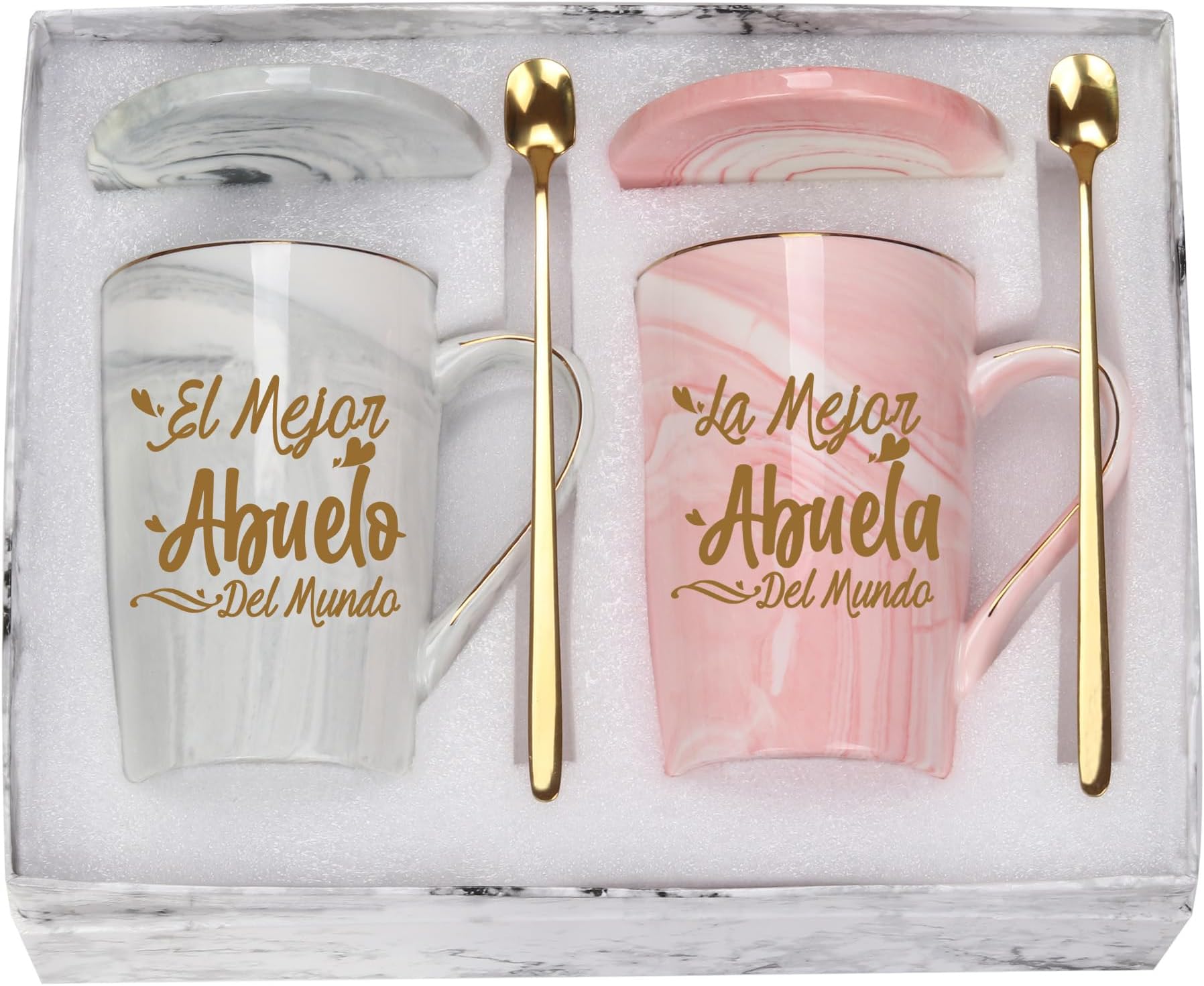 WENSSYLa Mejor Abuela Del Mundo and La Mejor Abuelo Del Mundo Mug, Abuela and Abuelo Gifts In Spanish, Birthday Day Gifts for Grandma and Grandpa from Granddaughter Grandkis Grandson 14 Ounce