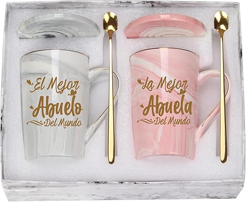 WENSSY Taza La Mejor Abuela Del Mundo y La Mejor Abuelo Del Mundo, Regalos de Abuela y Abuelo en español, regalos de cumpleaños para abuela y abuelo
