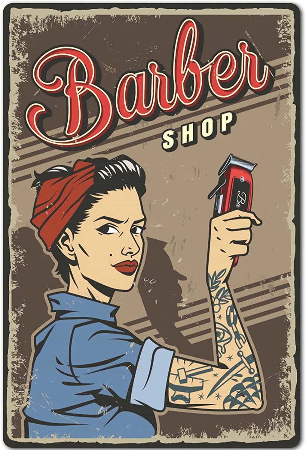 Bioprocess Female Stylist Barber Barber Shop Plaques Barber Salon Wall Hanging Sign Barber Room Studio Home Tin Poster Decor Wall Decor Poster Metal Sign 8X12 Inches