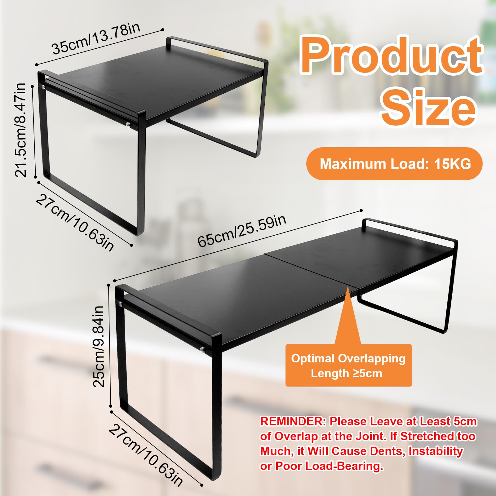 Scaffale da Cucina Espandibile 35-65cm Organizer Regolabile per Armadio Ripiano per Armadio da cucina, Ripiano per Spezie Regolabile, Mensola da Cucina per Banconi Dispensa
